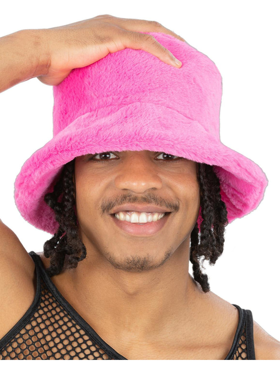 90s Pink Fur Bucket Hat