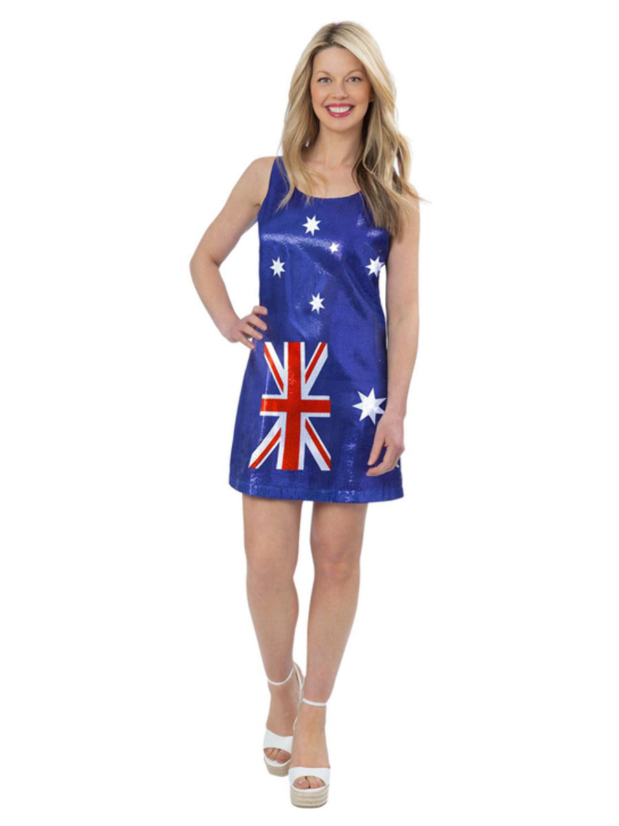 Australia Ladies Flag Sequin Costume | Smiffys.com.au Smiffys Australia Australia Ladies Flag Sequin Costume | Smiffys.com.au Smiffys Australia