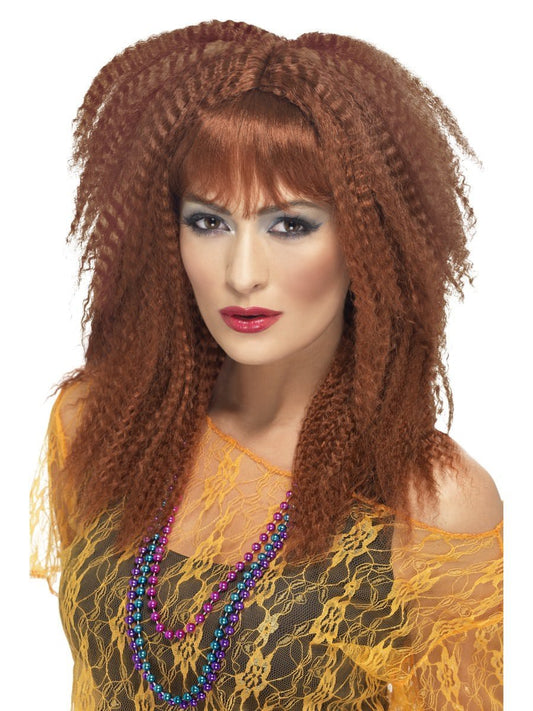 80s Trademark Crimp Wig, Brown
