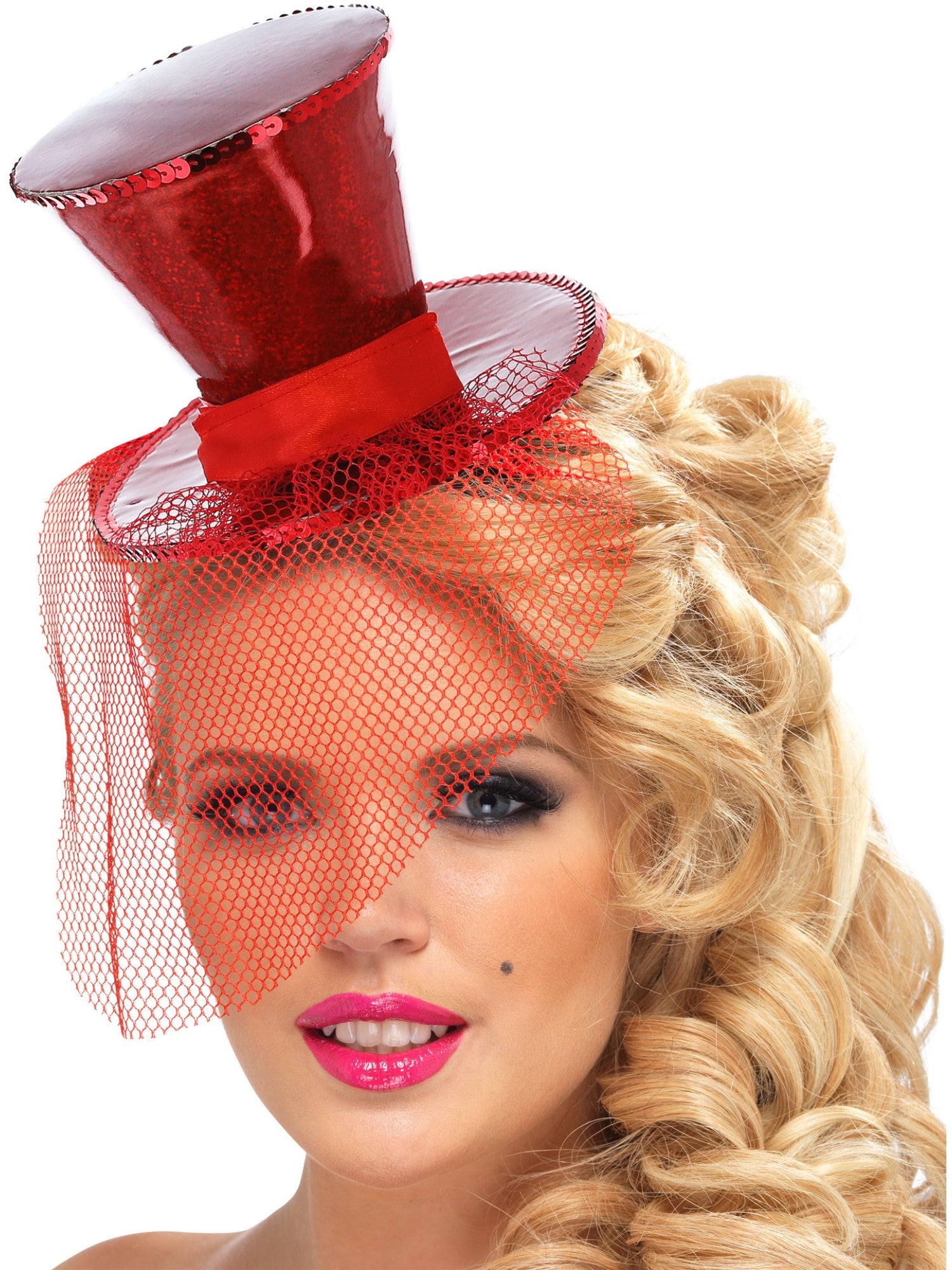 Fever Mini Top Hat on Headband, Red
