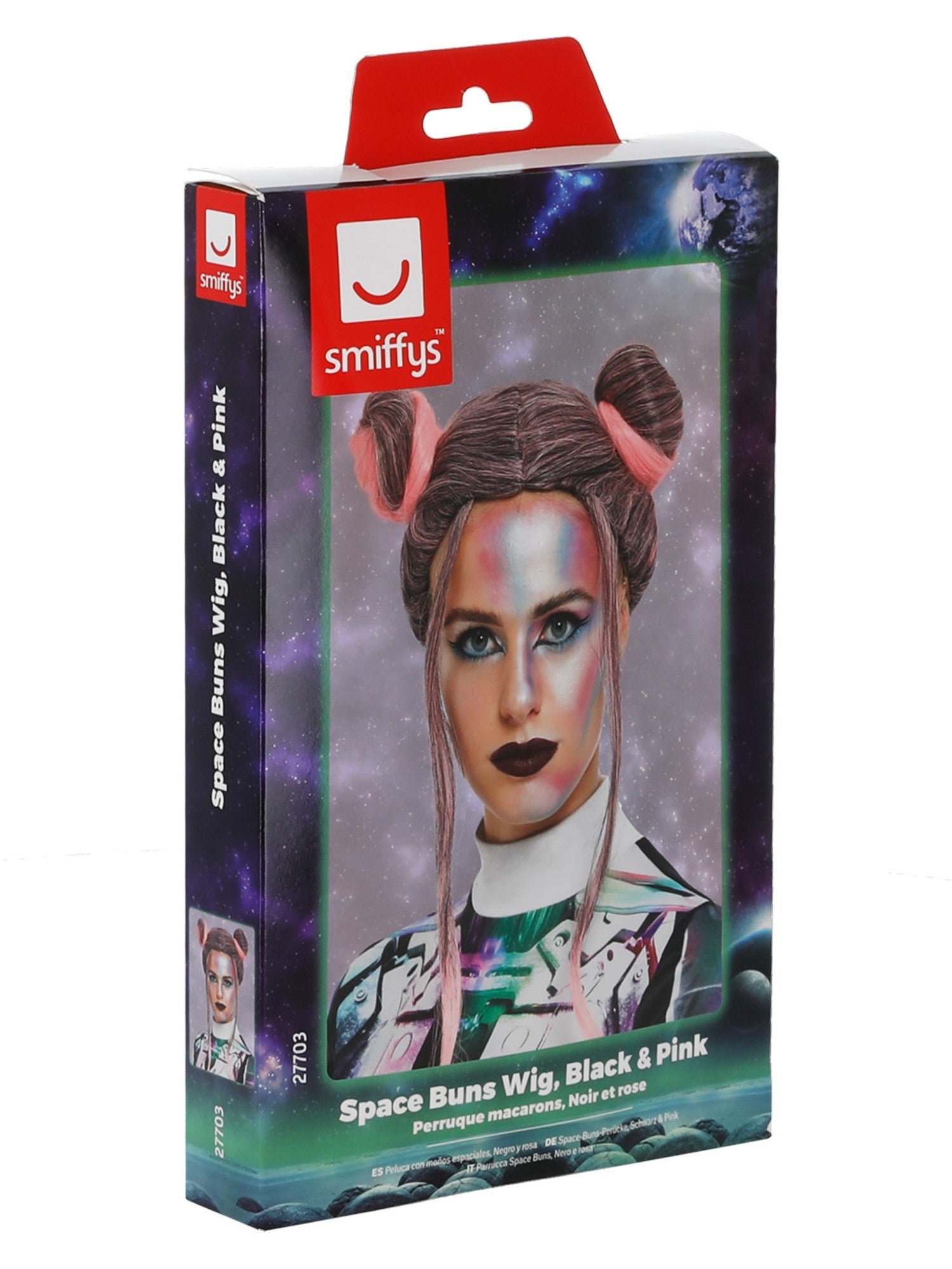 Space Buns Wig, Black & Pink