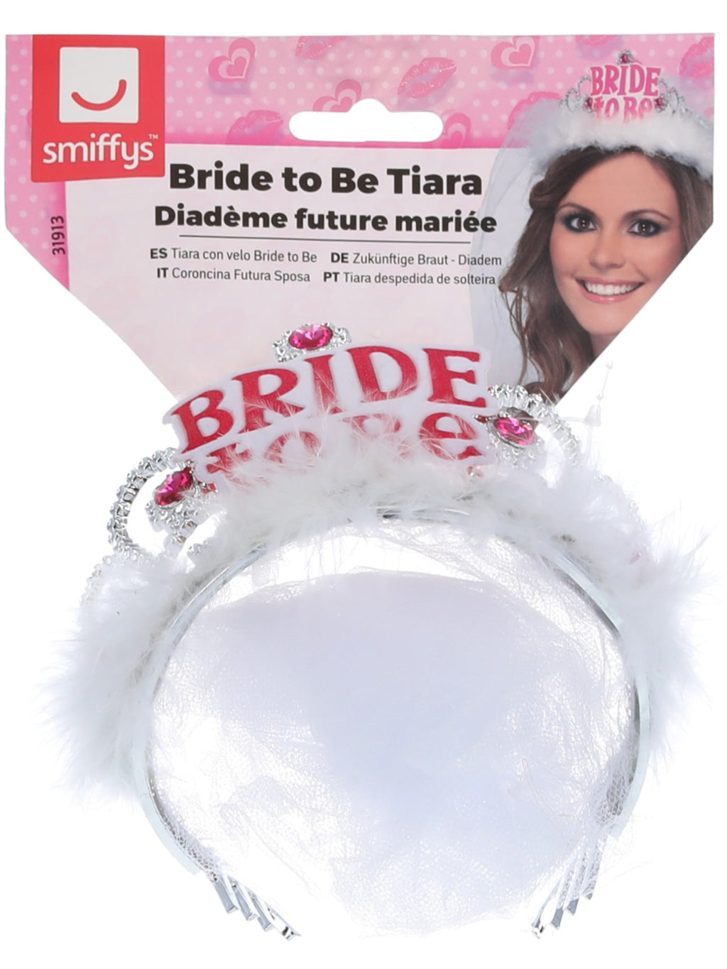 Bride to Be Tiara with Veil, White