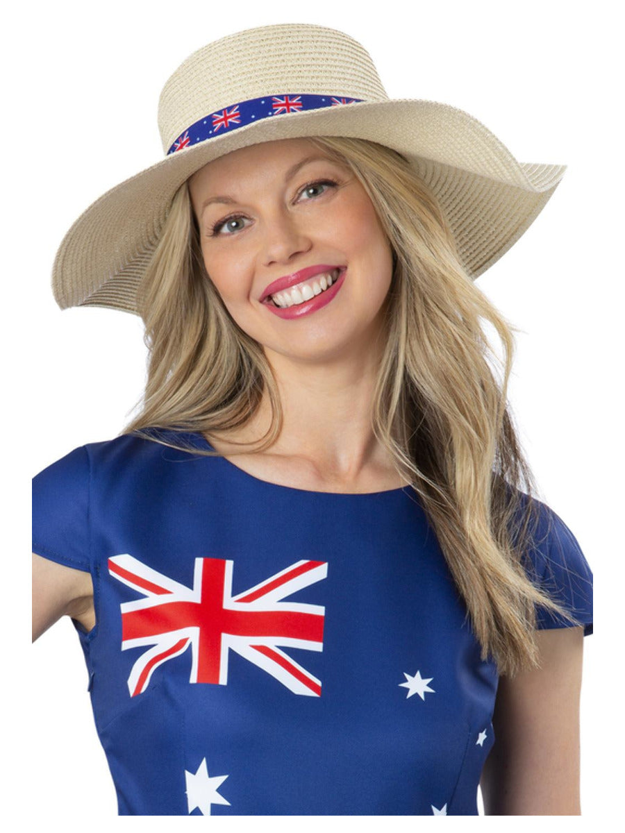 Ladies Australian Flag Straw Sun Hat