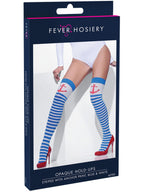 Opaque Hold-Ups, Blue & White, Striped with Anchor