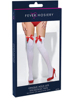 Opaque Hold-Ups, White, with Red Bows