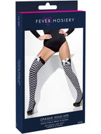 Opaque Hold-Ups, Black & White, Check Print with Bows
