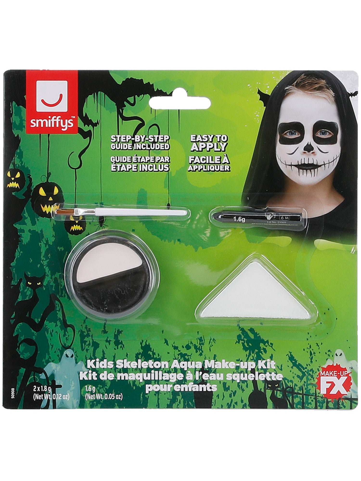 Smiffys Make-Up FX, Kids Skeleton Kit, Aqua