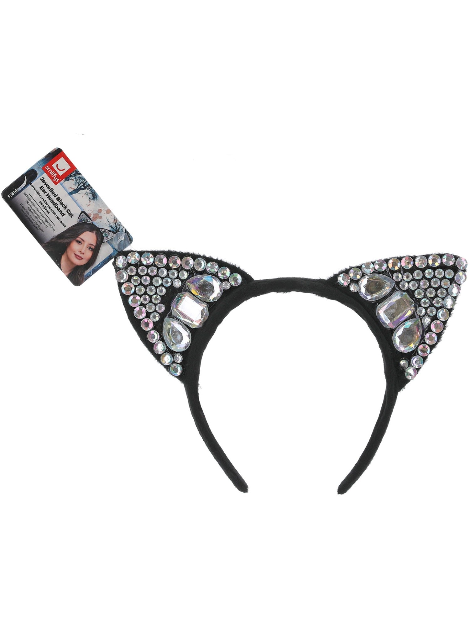 Jewelled Black Cat Ear Headband