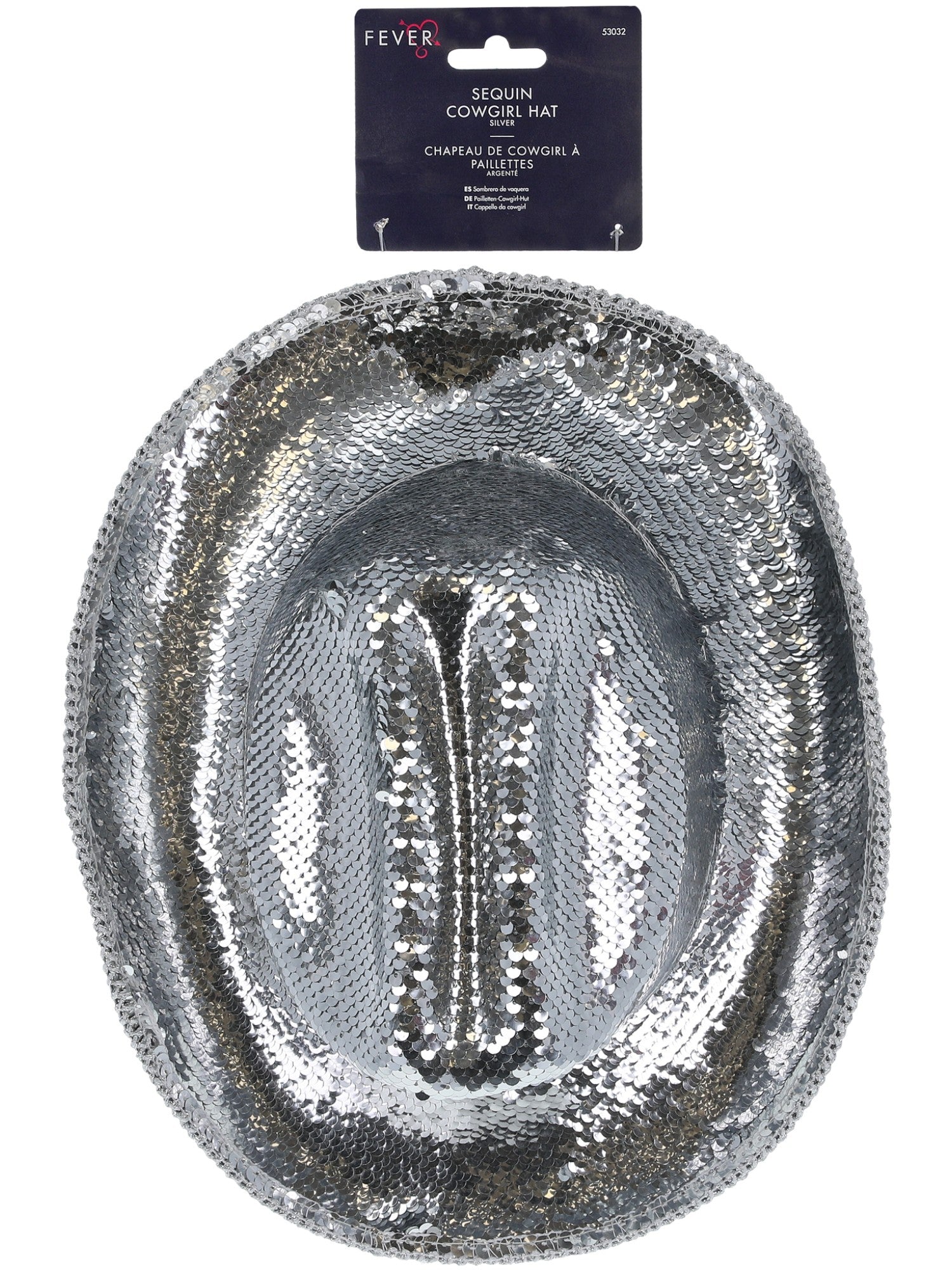 Fever Deluxe Sequin Cowboy Hat, Silver