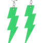 80s Neon Lightening Bolt Earrings, Green