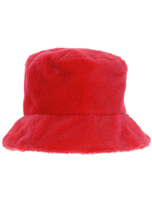 90s Red Fur Bucket Hat