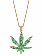 90s Hemp Bling Medallion, Green Diamante