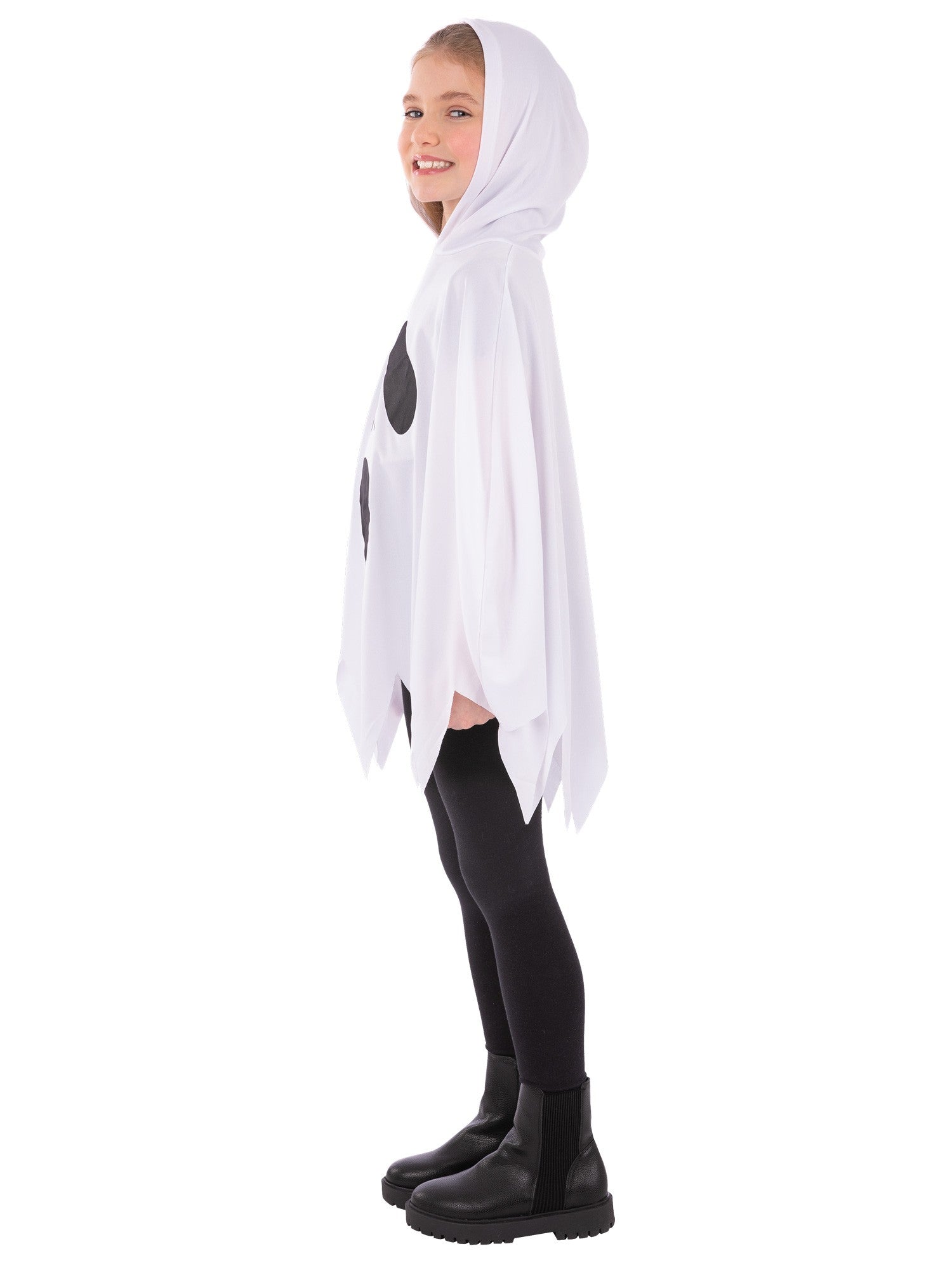 Kids Unisex White Ghost Poncho