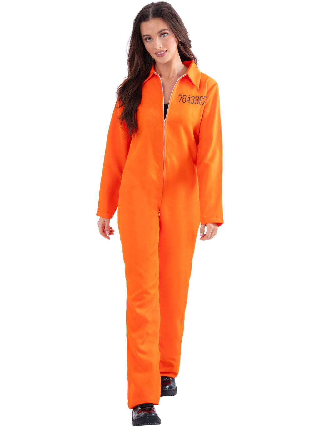 Escaped Prisoner Ladies Orange Boiler Suit Costume