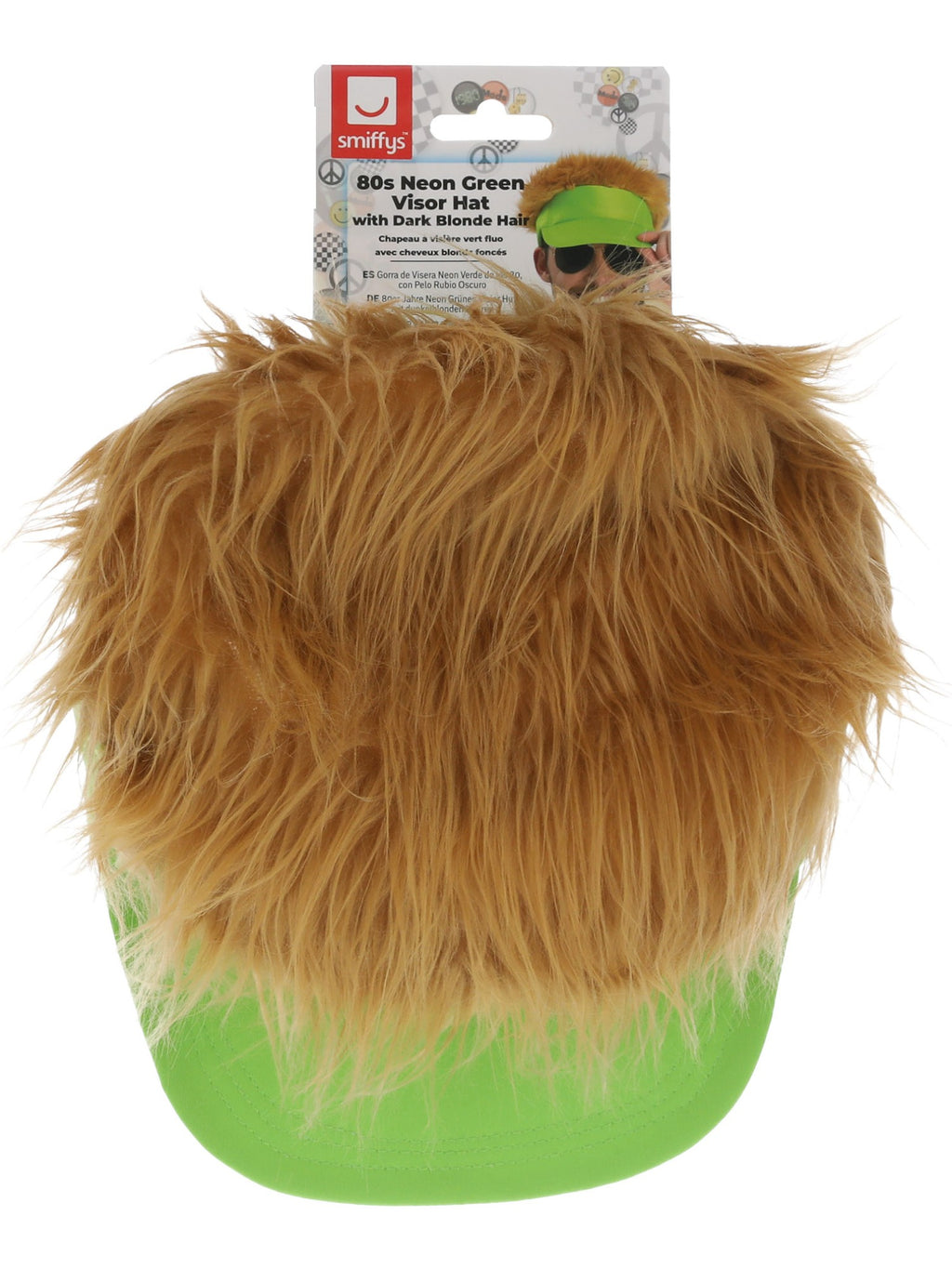 Neon Green Visor Hat with Dark Blonde Hair
