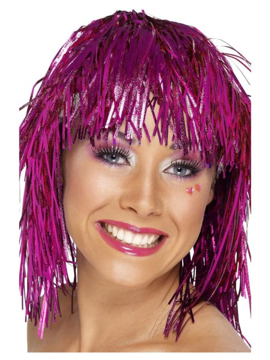 Pink Cyber Tinsel Wig