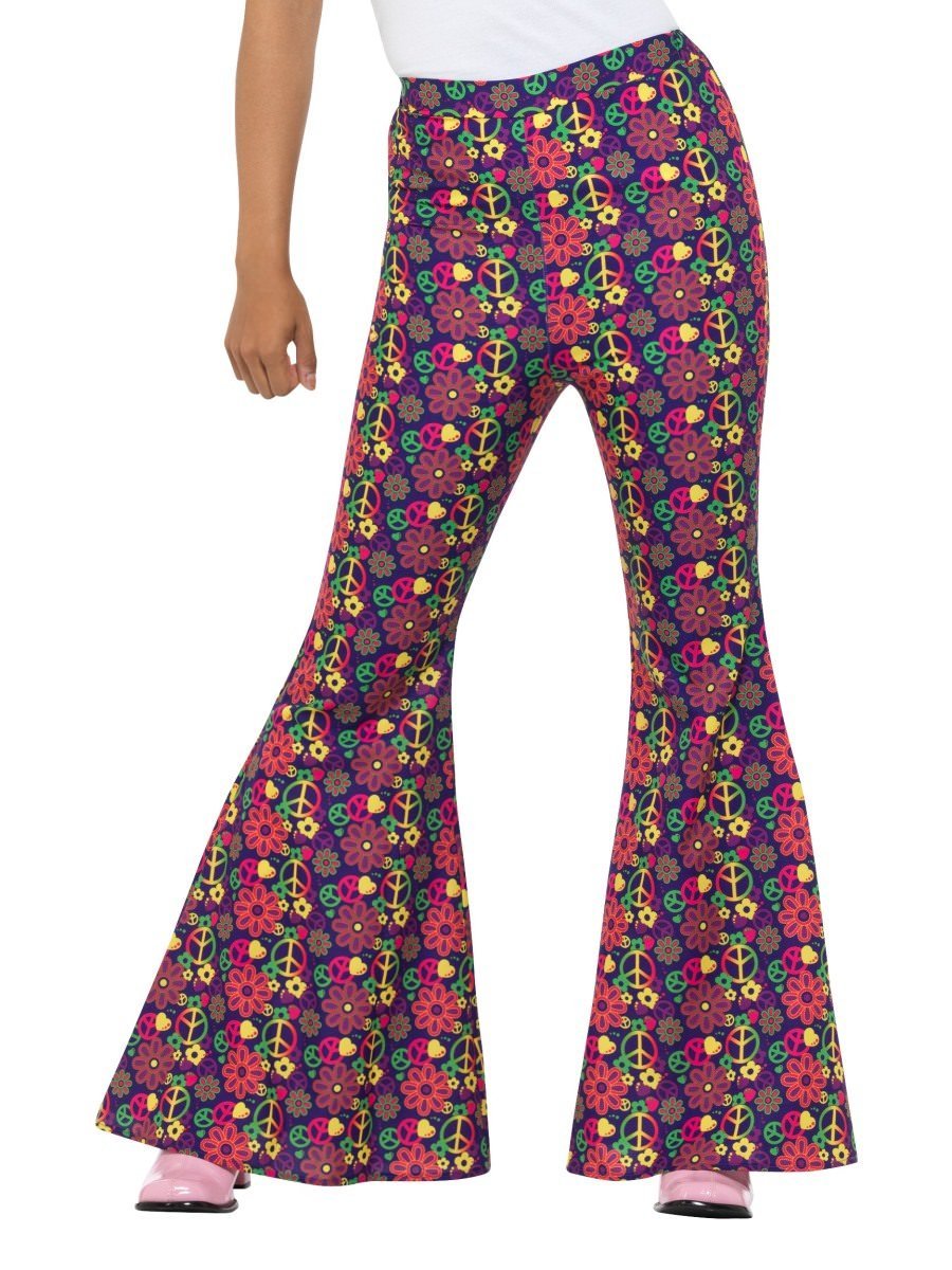 60s Psychedelic CND Flared Trousers, Ladies