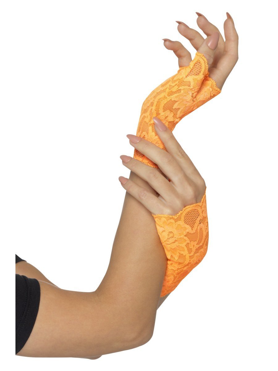 80s Fingerless Lace Gloves, Short