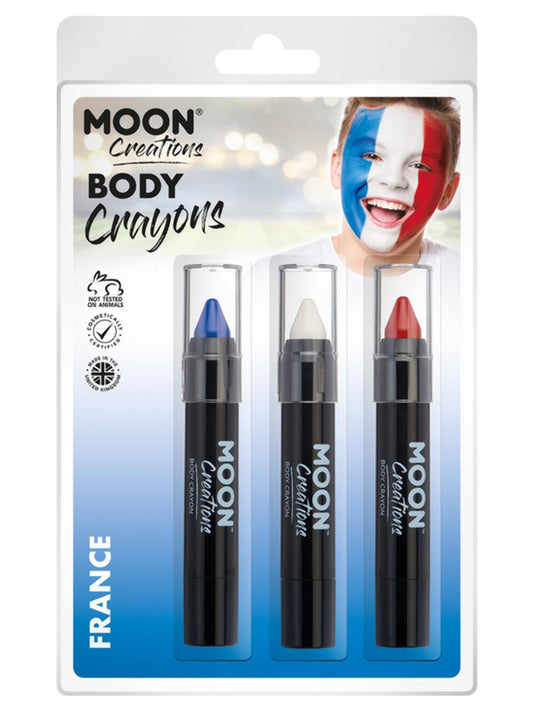Moon Creations Body Crayons, France, Dark Blue, White, Red