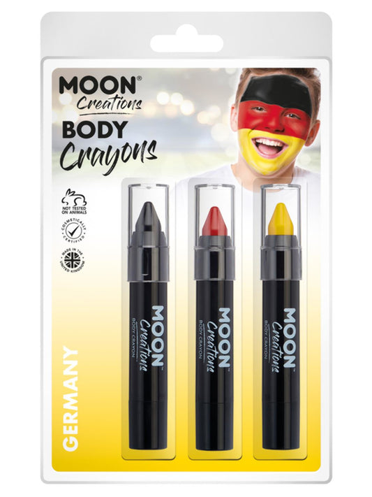 Moon Creations Body Crayons, Germany, Black, Red, Yellow