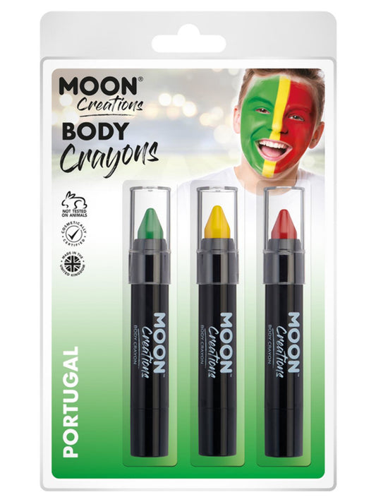 Moon Creations Body Crayons, Portugal, Green, Yellow, Red