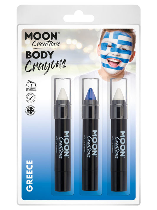 Moon Creations Body Crayons, Greece, White, Dark Blue, White