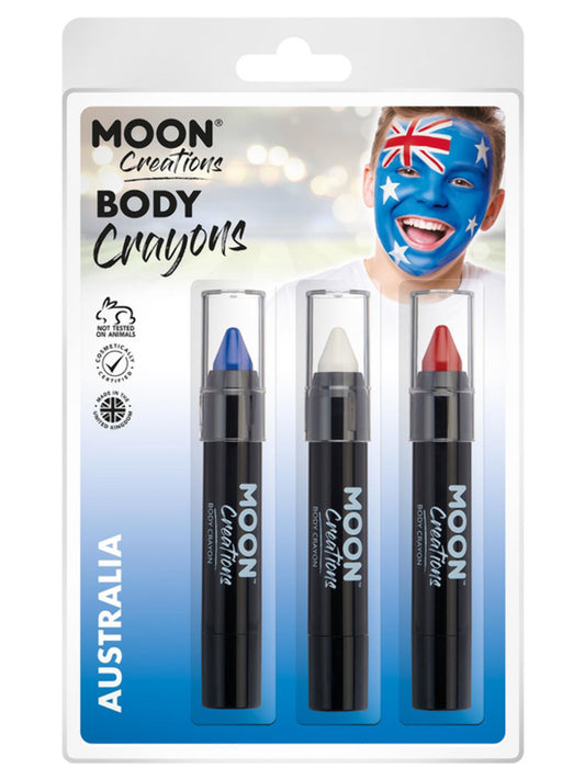 Moon Creations Body Crayons, Australia, Dark Blue, White, Red