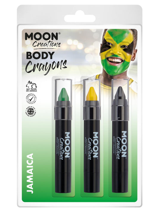 Moon Creations Body Crayons, Jamaica, Black, Green, Yellow