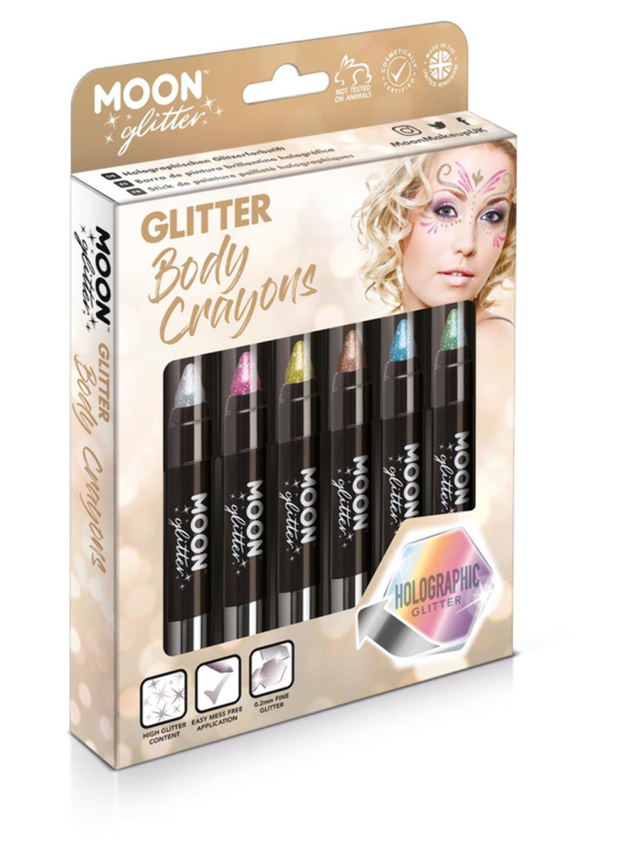 Moon Glitter Holographic Body Crayons, Assorted