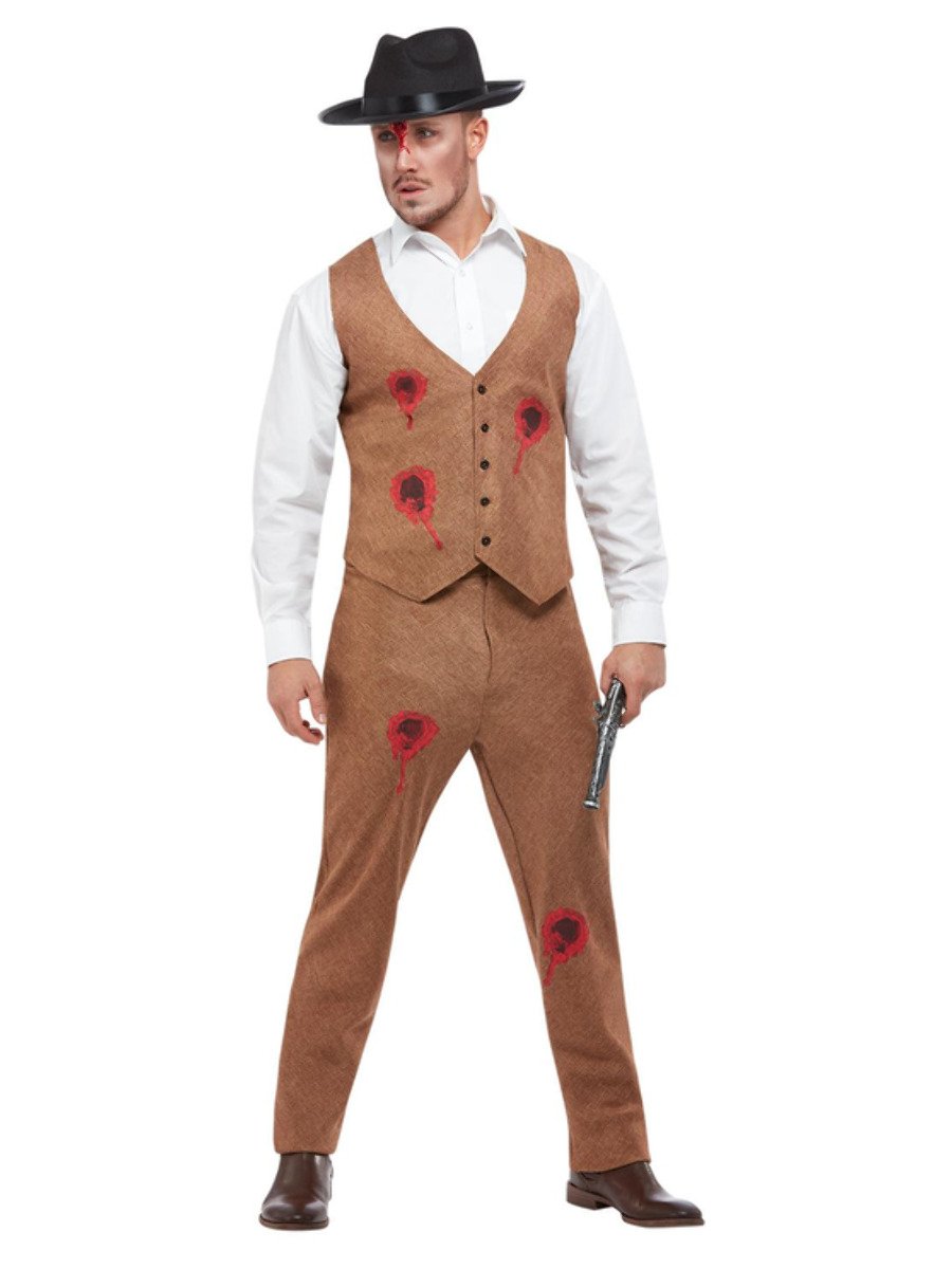 Clyde Zombie Gangster Costume, Brown Alternate