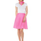 Adults 50s Polka Dot Skirt, Pink