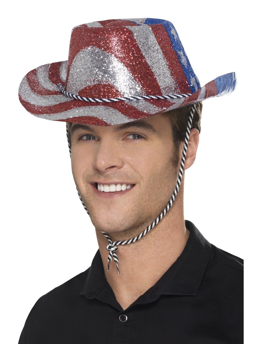 Cowboy Glitter Hat, Red, Silver and Blue Alternative View 1.jpg