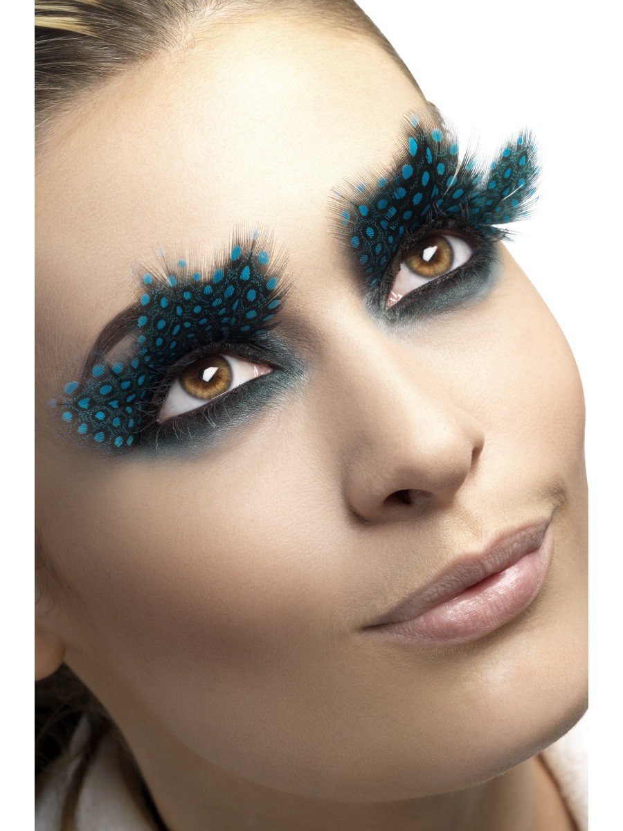 Eyelashes, Large Feather with Aqua Dots