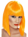 Short Neon Orange Blunt Glam Wig