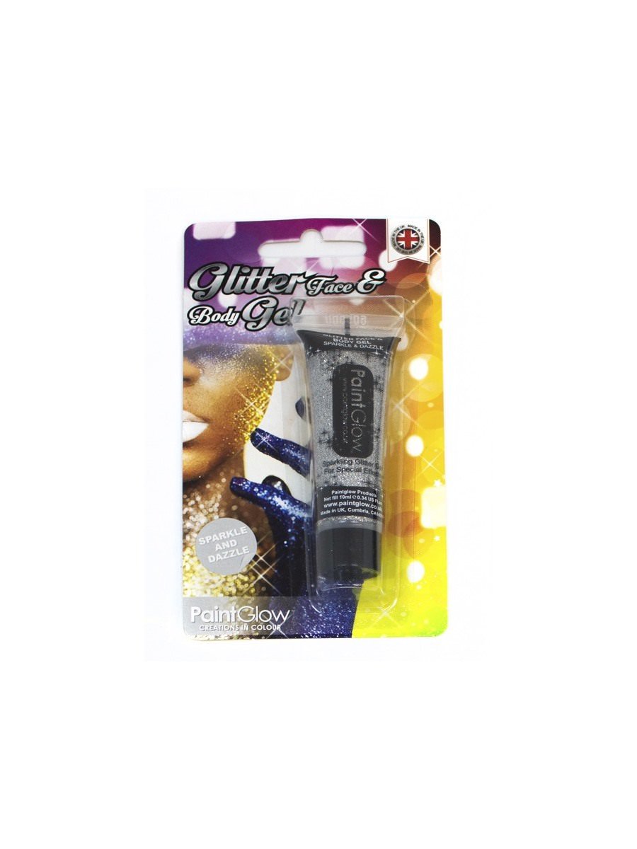 Glitter Body Gels, Silver, 10ml, Blister Pack