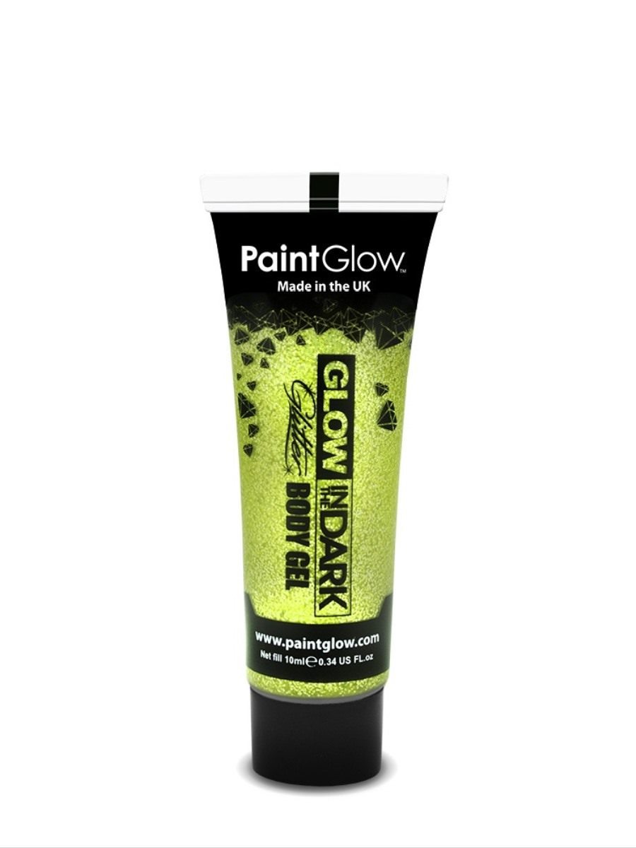 Glow in the Dark Glitter Body Gel, Gold, 10ml