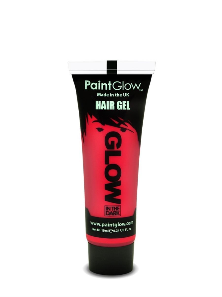 Glow in the Dark Hair Gel, Red, 10ml