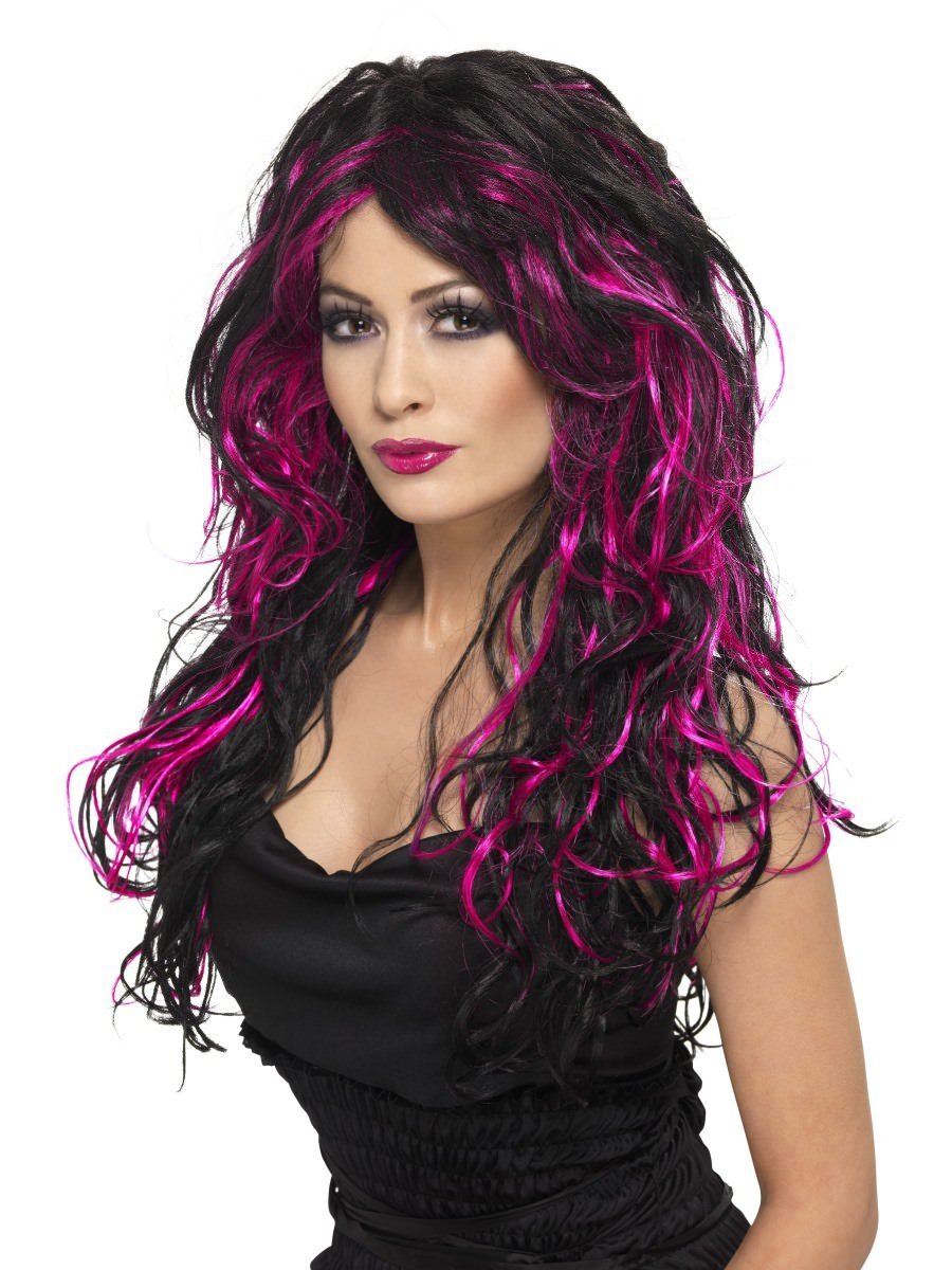 Gothic Bride Wig, Purple & Black