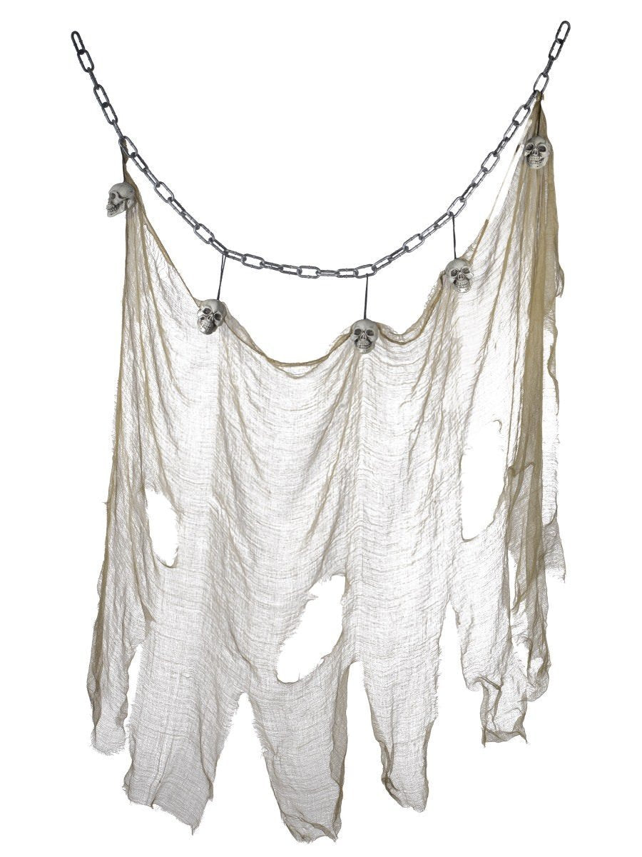 Hanging Skull & Muslin Chain Decoaration