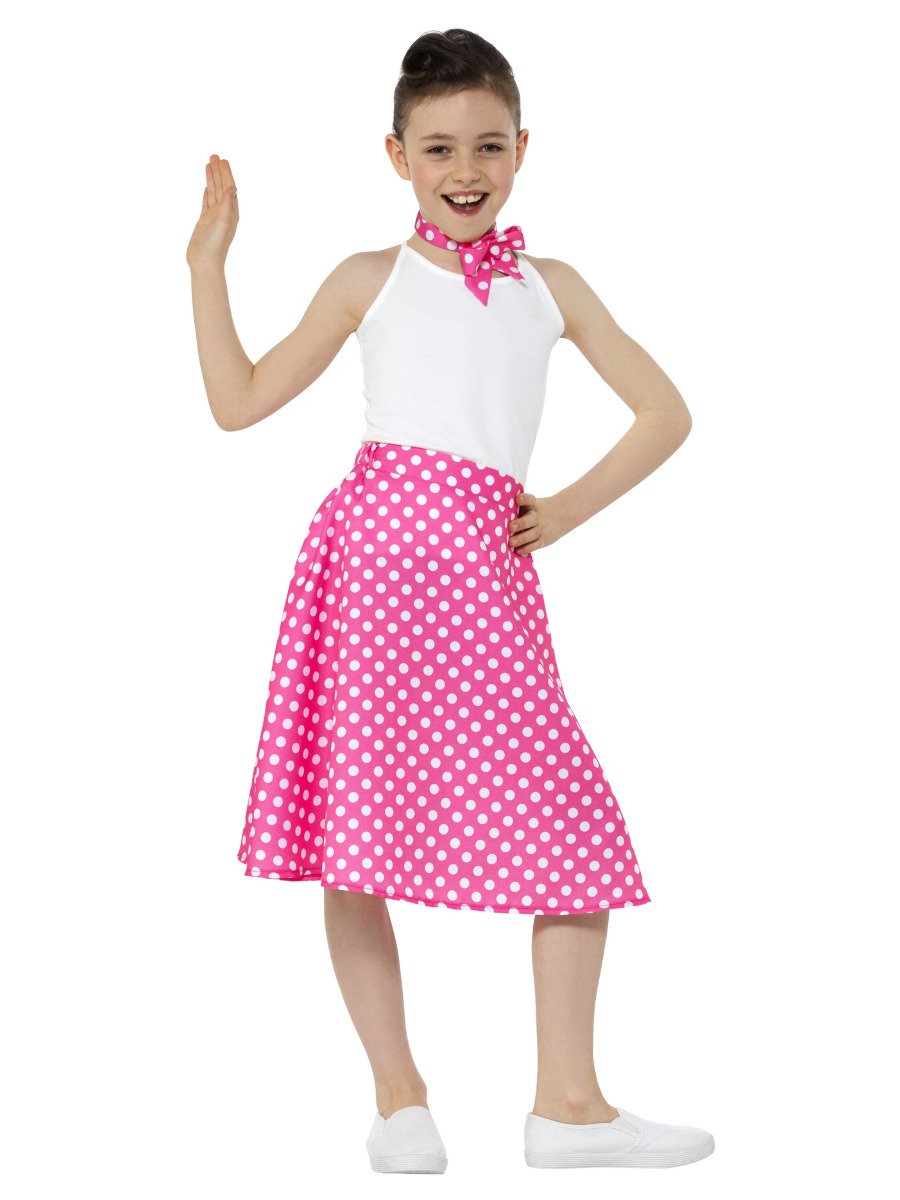 Kids 50s Polka Dot Skirt, Pink