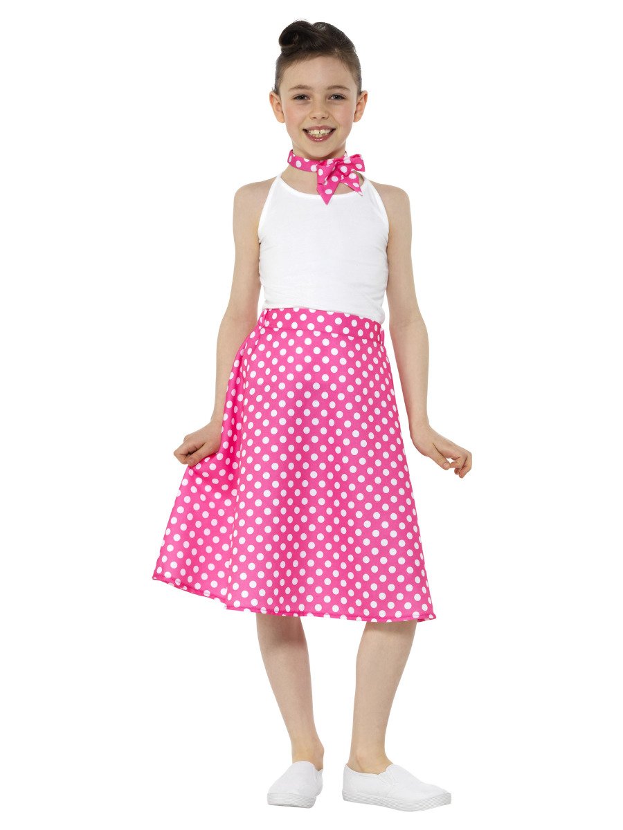 Kids 50s Polka Dot Skirt, Pink
