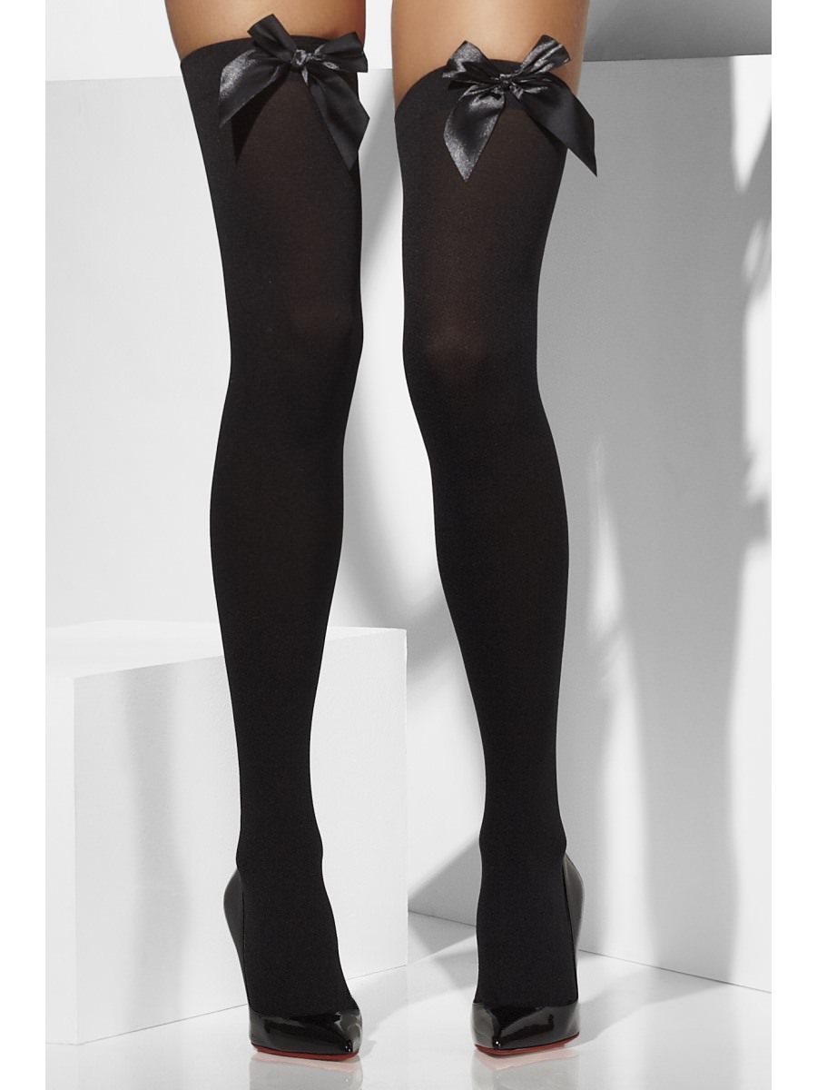 Opaque Hold-Ups, Black, with Black Bows Alternative View 2.jpg