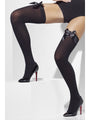 Black Opaque Hold Ups with Black Bows