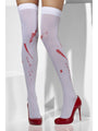 White Opaque Hold Ups with Blood Stain Print