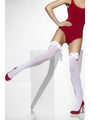 White Opaque Hold Ups with White Bows