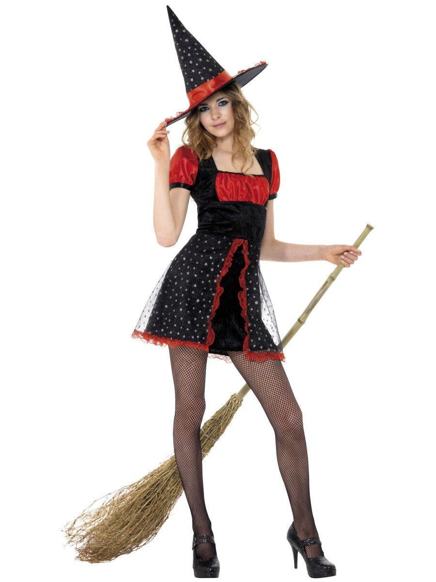 Teen Star Witch Costume, Black, with Dress & Hat