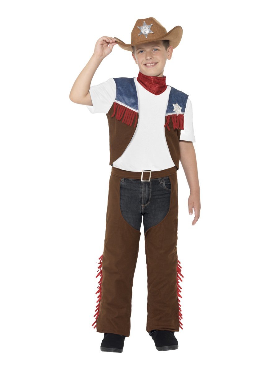 Texan Cowboy Costume, Child, Brown & Blue Alternative View 1.jpg