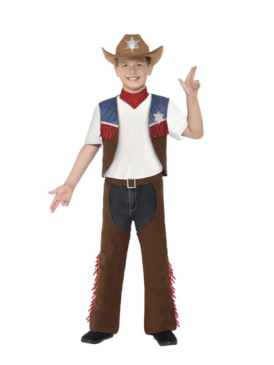Texan Cowboy Costume, Child, Brown & Blue