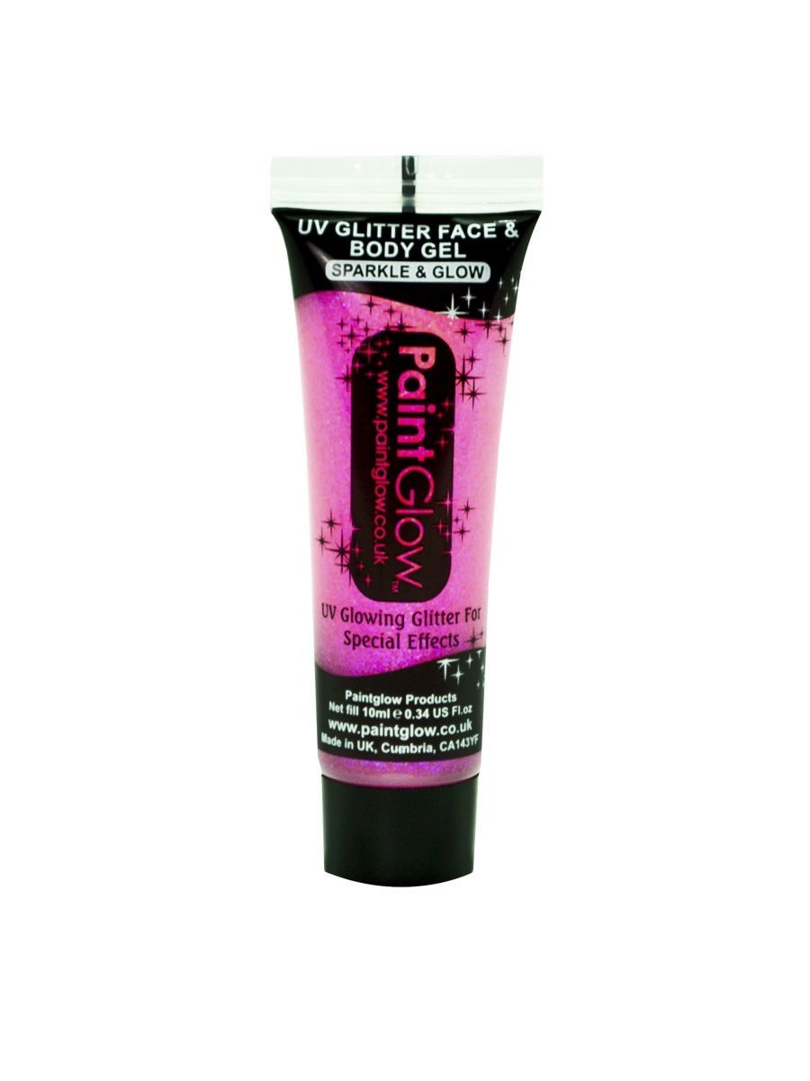 UV Glitter Body Gel, Pink, 10ml