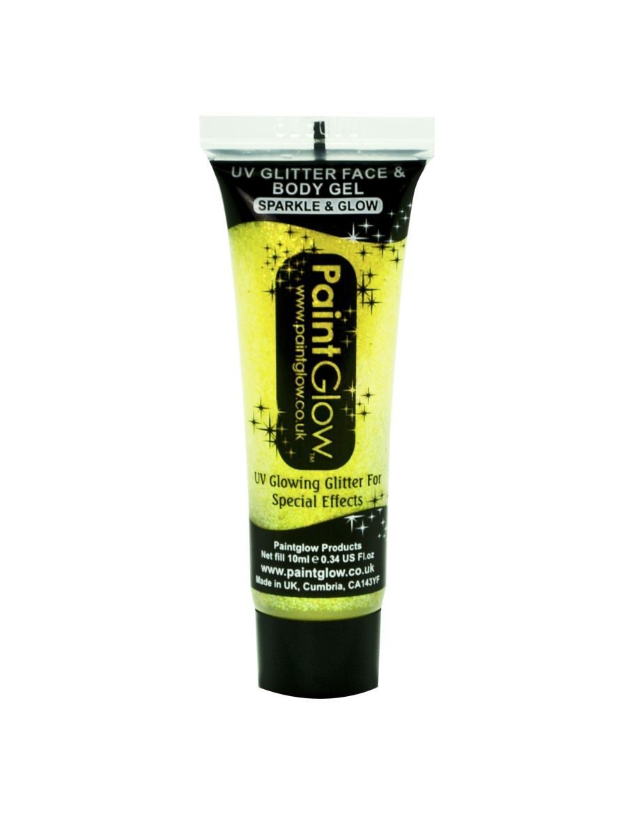 UV Glitter Body Gel, Yellow, 10ml